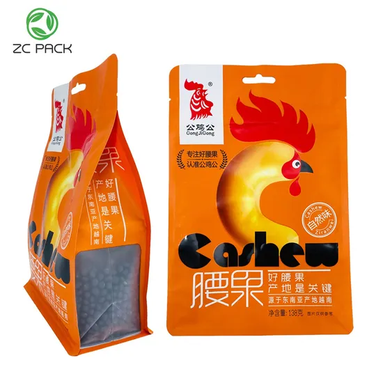 Custom Flexible Printing Food Dry Fruits Coffee Tea Protein Powder Pet Food Snacks Treat Flat Bottom Side Gusset Stand up Pouch Zip Plastic Packaging Bag