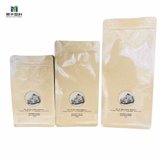 Biodegradable Kraft Paper Standing Window Pouch Spice/Salad/Sauce/Candy/Coffee/ Plastic Packaging Bags/Food Storage Zipper Bag for Zip Lock BPA Grade Packing