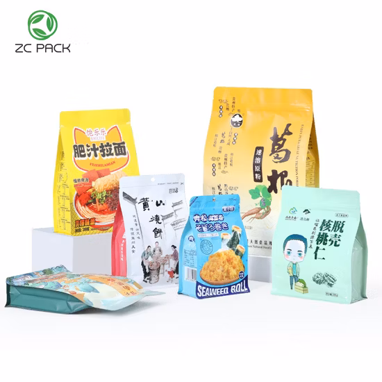 Custom Flexible Printing Food Dry Fruits Coffee Tea Protein Powder Pet Food Snacks Treat Flat Bottom Side Gusset Stand up Pouch Zip Plastic Packaging Bag