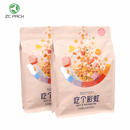 Custom Flexible Printing Food Dry Fruits Coffee Tea Protein Powder Pet Food Snacks Treat Flat Bottom Side Gusset Stand up Pouch Zip Plastic Packaging Bag