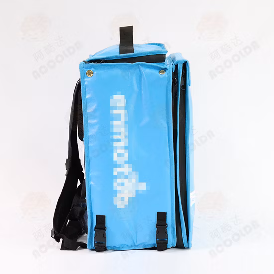 Blue Color Glovo Reusable Waterproof Expandable Thermal Pizza Bag Hot Food Delivery Carry Delivery Backpack Motorcycle Bike Aluminium Foil Lunch Cooler Bag