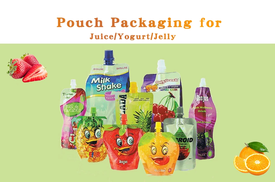 Custom Printed Food Grade Juice Refill Drink Plastic Packing Bag Cosmetic Liquid Detergent Stand up Nozzle Corner Spout Pouch
