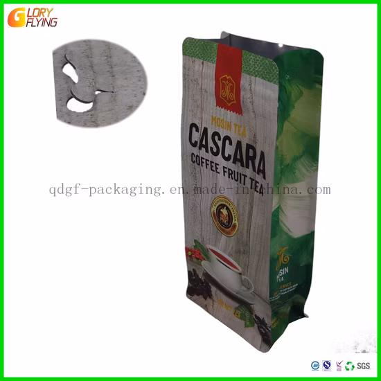 Custom Compostable Recyclable Zipper Lock Biodegradable Kraft Paper Flat Bottom Coffee Tea Food Plastic Packaging Bag