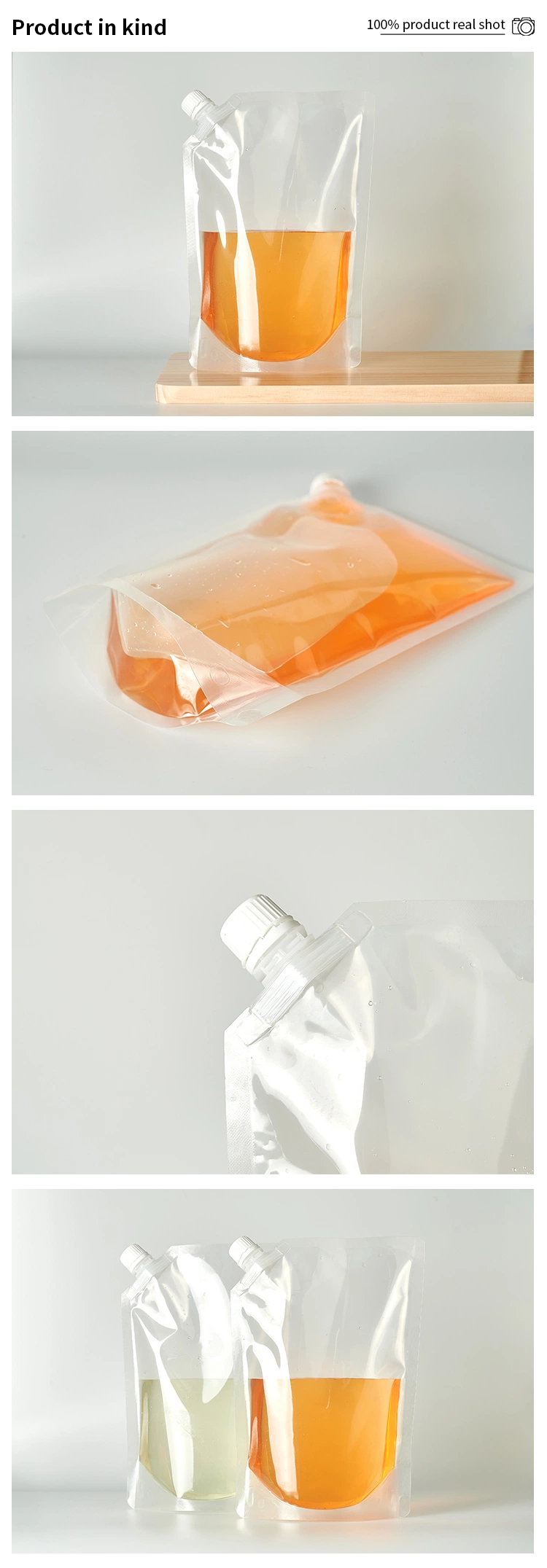 500ml 1L Recyclable Transparent Juice Packing Stand up Spout Pouch