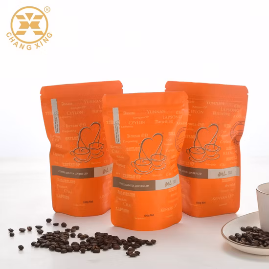 Coffee Bean Aluminum Mylar Ziplock Stand up Food Tea Valve Packaging Bag