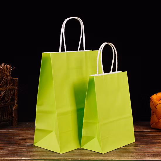 Recycled Biodegradable Retail Grocery Shopping Packaging Custom Made Fast Food Take Away Clothes Packaging Kraft Paper Bag